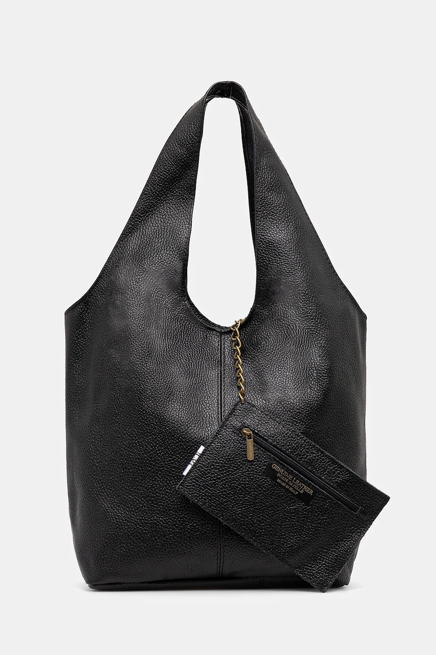 poseta de piele culoarea verde Femei / Accesorii / Genţi de umăr / Shopper și tote Answear Lab 2 poseta de piele culoarea verde Femei / Accesorii / Genţi de umăr / Shopper și tote Answear Lab 2
