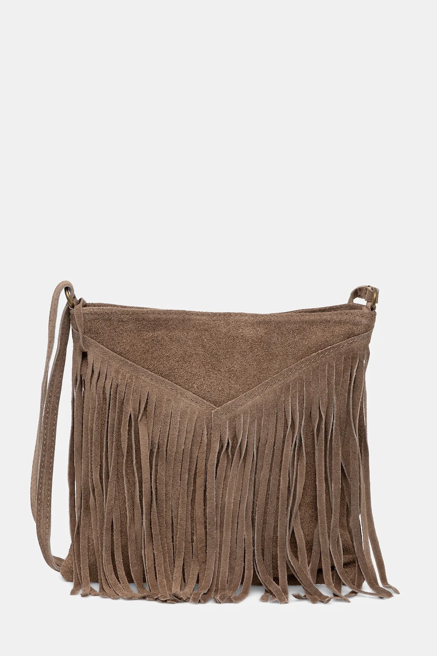 Answear.LAB geanta de mana din piele intoarsa culoarea maro