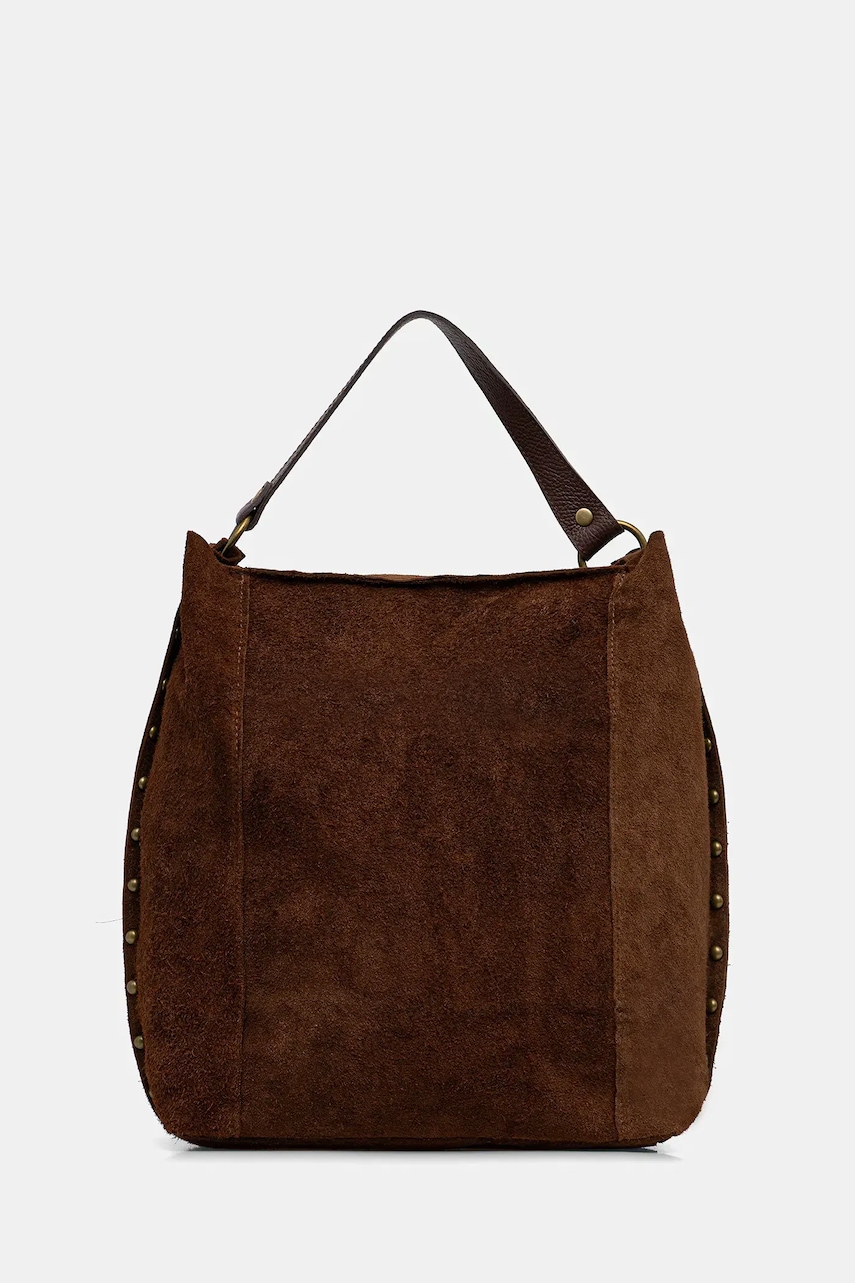 Answear.LAB geanta de mana din piele intoarsa culoarea maro