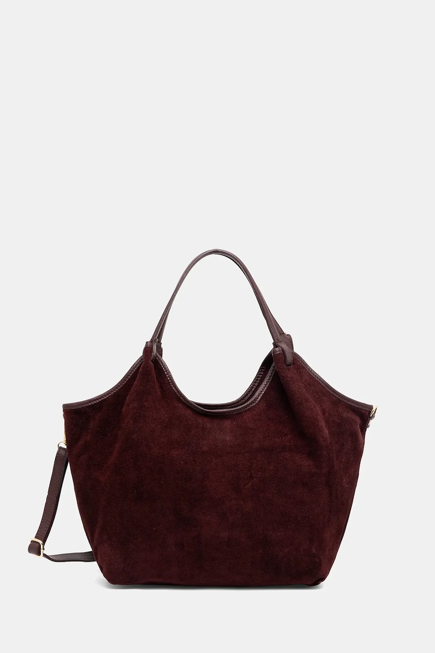 Answear.LAB geanta de mana din piele intoarsa culoarea bordo