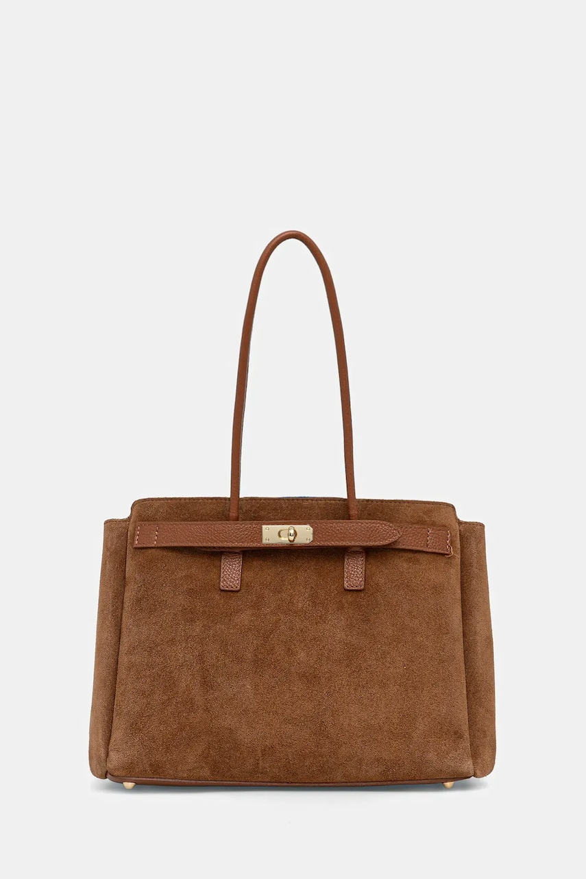 Answear.LAB geanta de mana din piele intoarsa culoarea maro