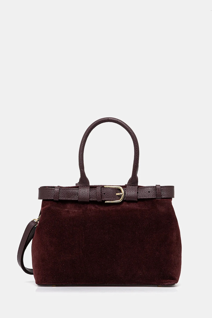 Answear.LAB geanta de mana din piele intoarsa culoarea bordo