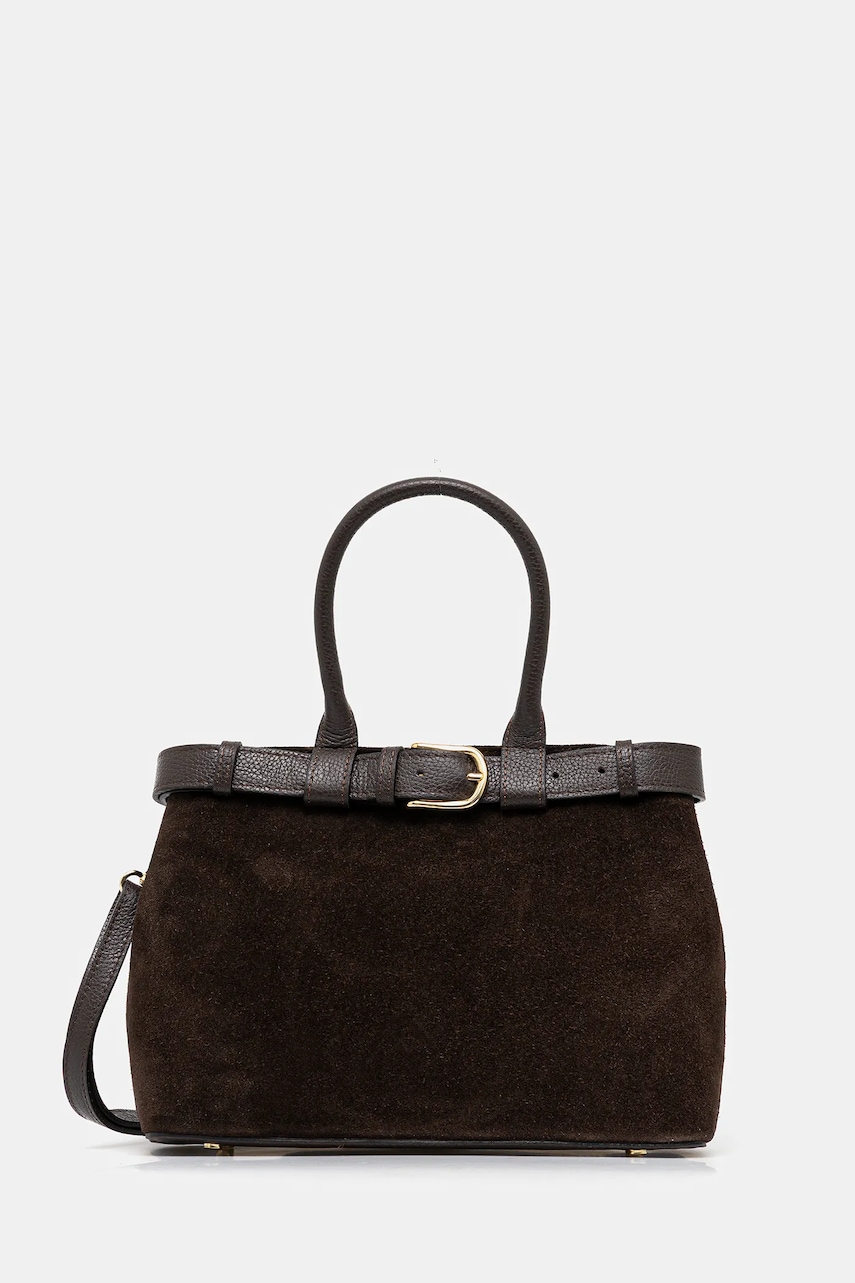 Answear.LAB geanta de mana din piele intoarsa culoarea maro