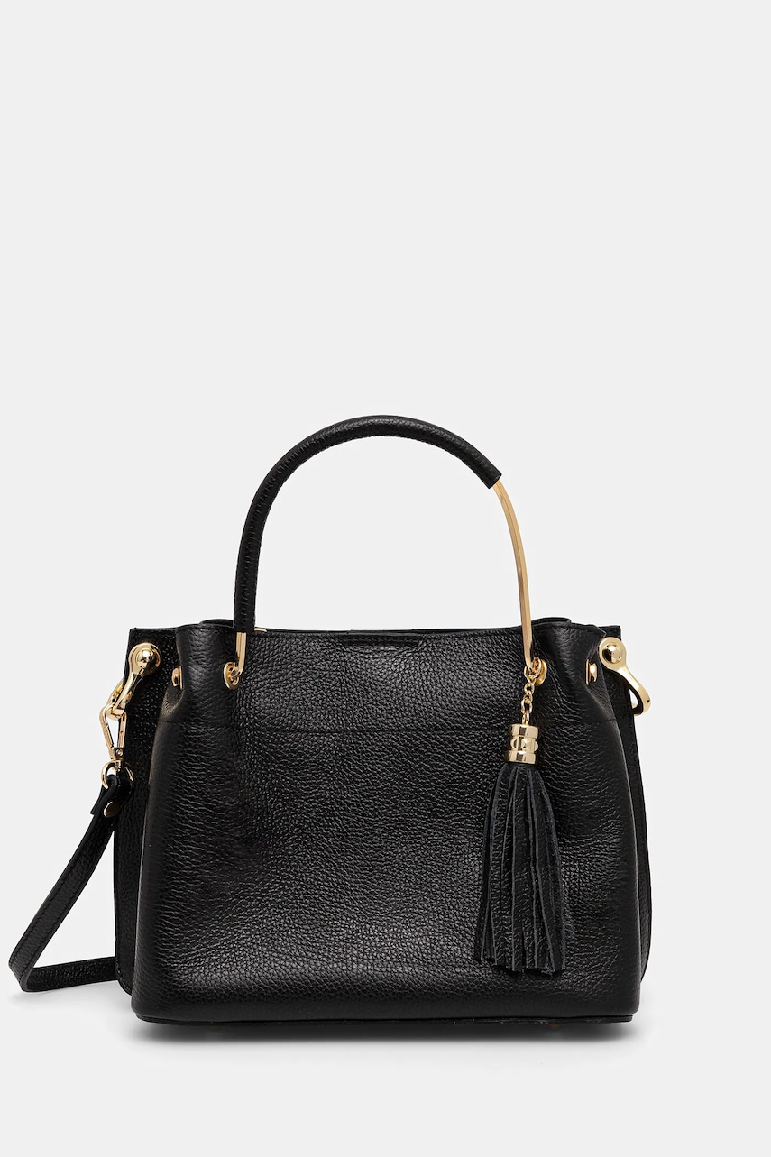 Answear.LAB geantă de mână din piele culoare neagră