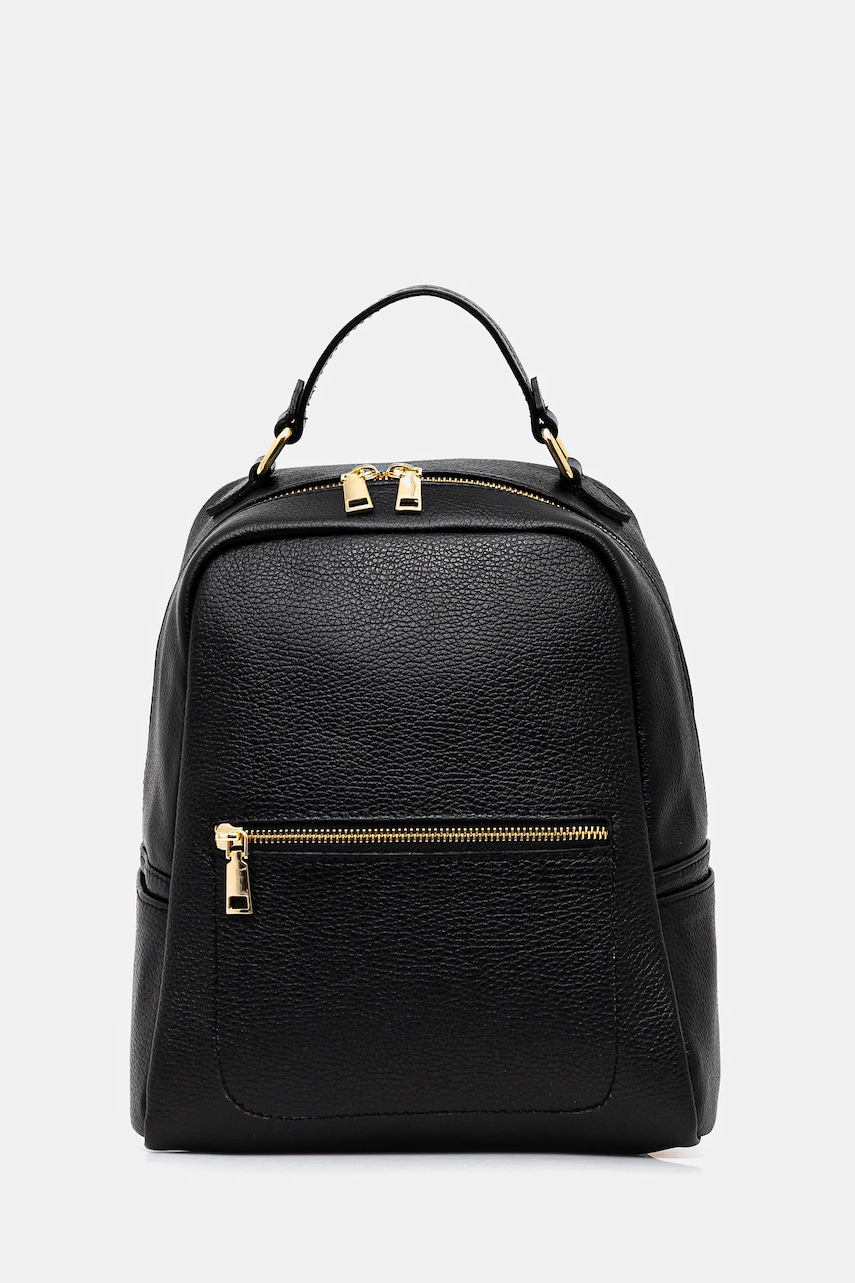 Answear.LAB ghiozdan de piele culoarea negru, mic, neted