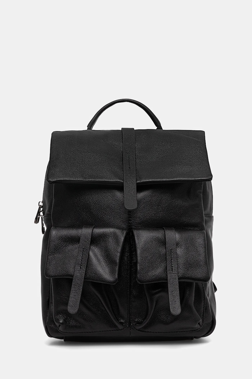 Answear.LAB ghiozdan de piele culoarea negru, mic, neted
