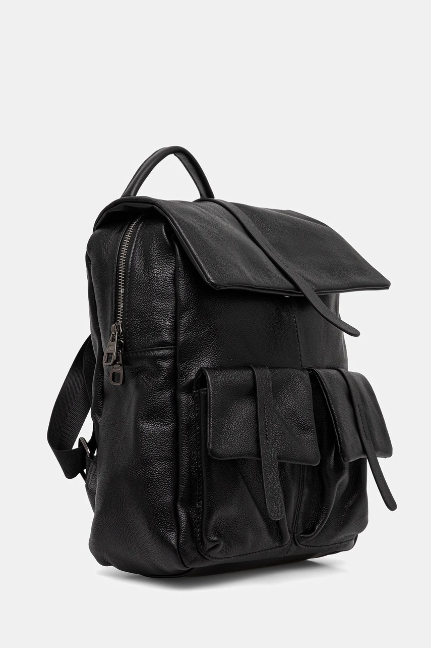 Кожаный рюкзак Answear.LAB цвет чёрный маленький однотонная