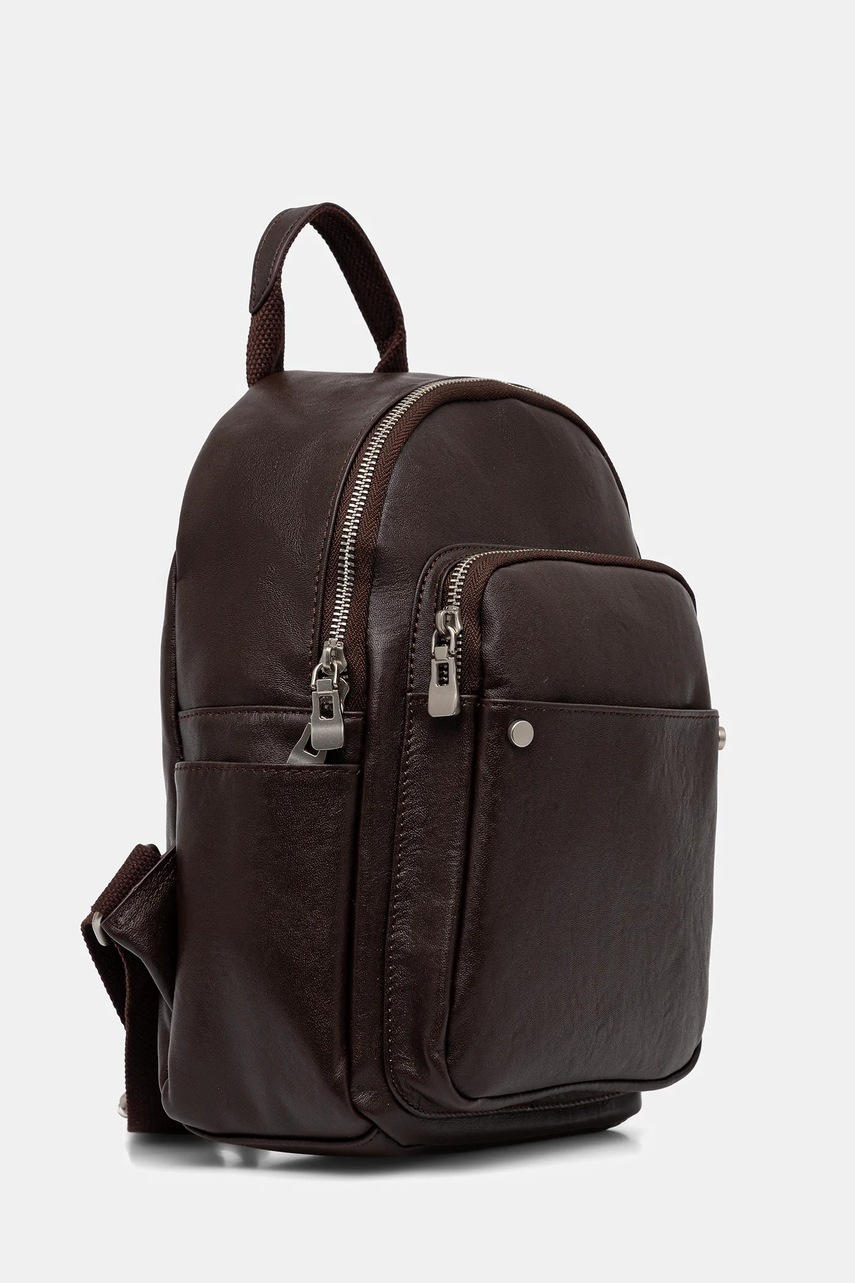 Кожаный рюкзак Answear.LAB цвет коричневый маленький однотонная