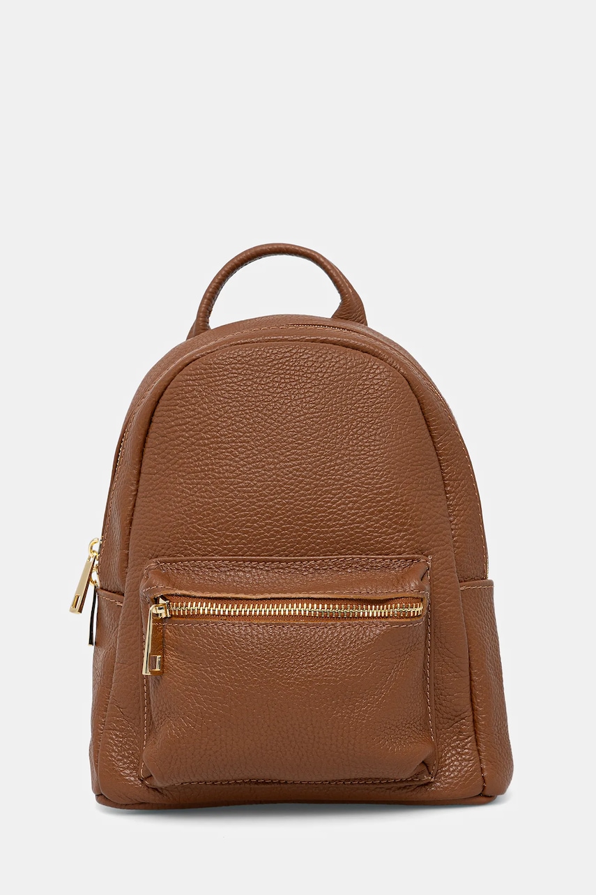 Answear.LAB ghiozdan de piele culoarea maro, mic, neted