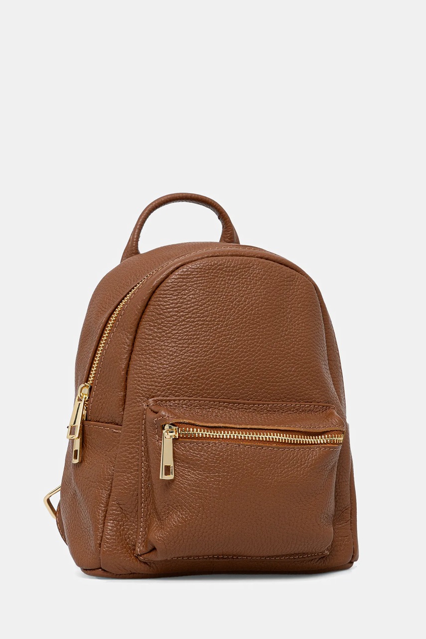 Кожаный рюкзак Answear.LAB цвет коричневый маленький однотонная