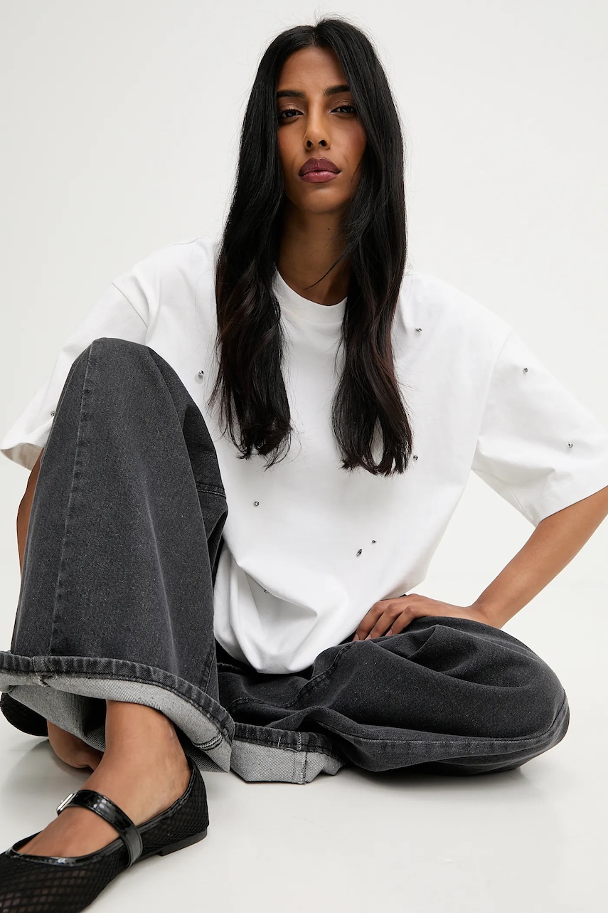 Answear.LAB tricou din bumbac culoarea alb