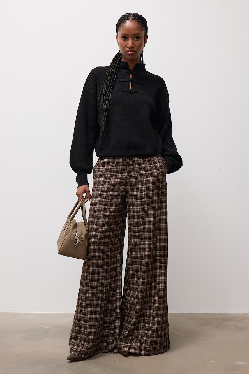 Answear.LAB  pantaloni wide leg pentru femei cu vâscoză