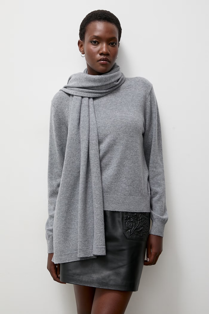 Answear.LAB sweter damski z wełny merino z szalem