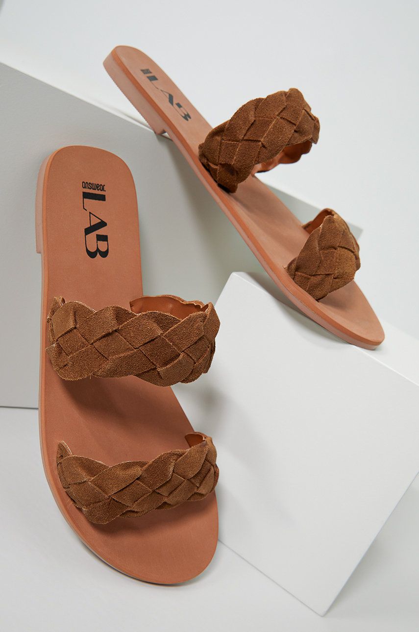 Answear Lab papuci din piele femei, culoarea maro Answear Lab imagine noua