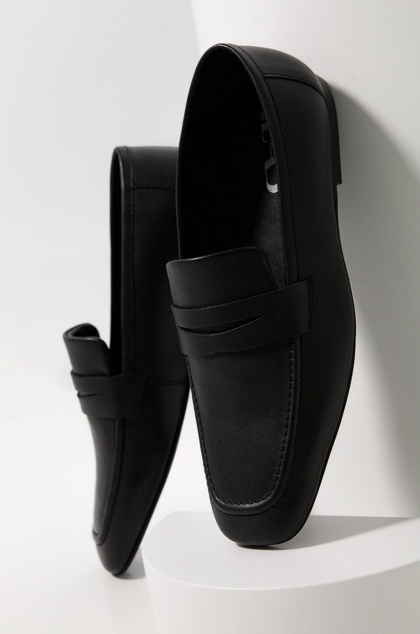 Answear Lab mocasini de piele femei, culoarea negru, cu toc plat Answear imagine noua 2022