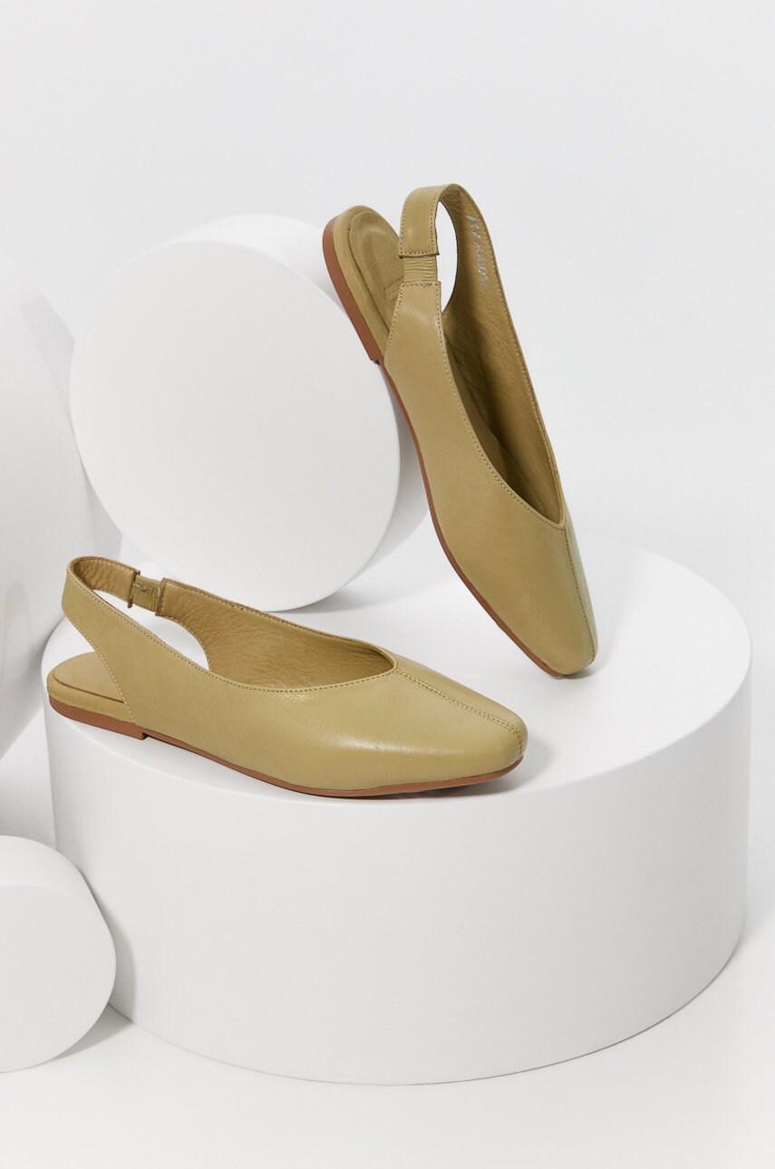 Answear lab balerini de piele culoarea turcoaz, cu toc deschis