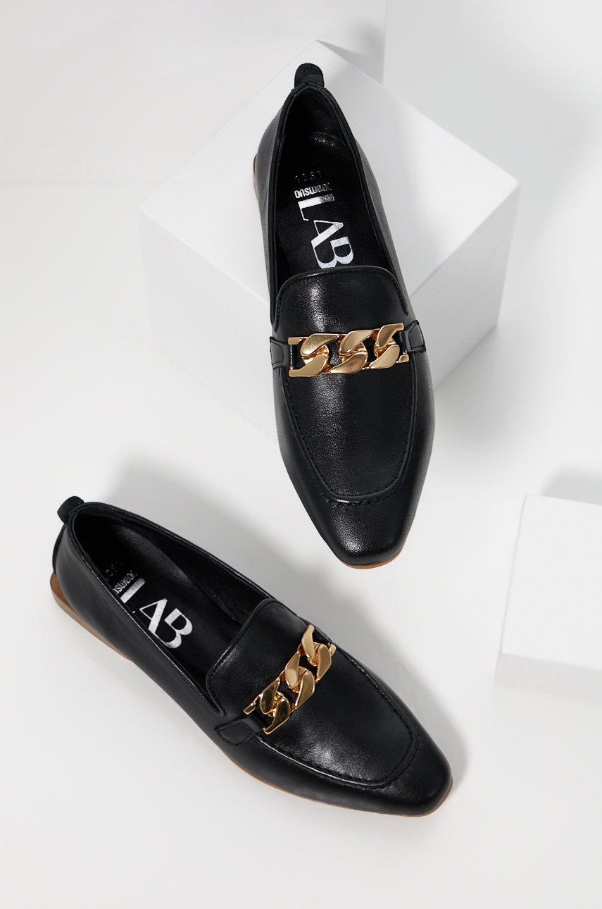 

Кожени мокасини Answear Lab дамско в черно с равна подметка, Черен