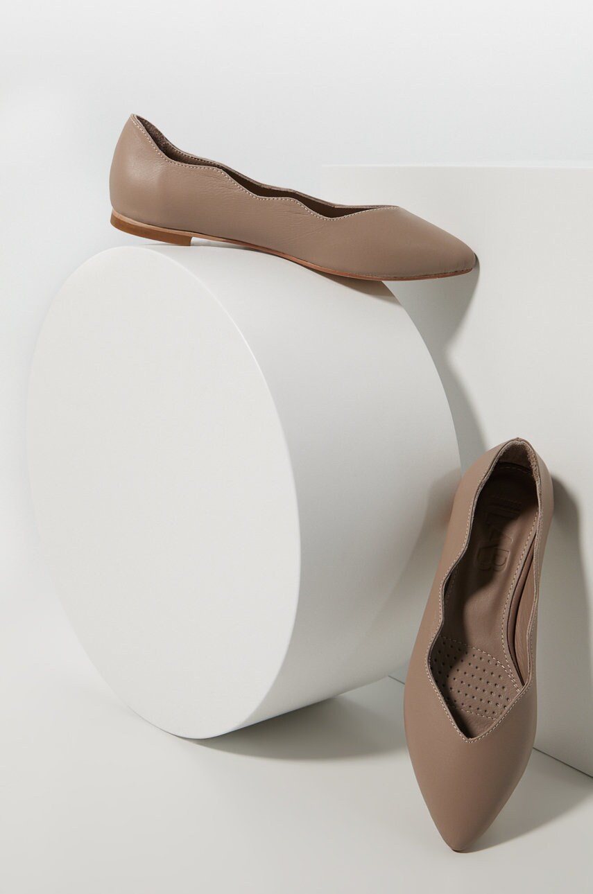 Answear lab balerini de piele culoarea bej,