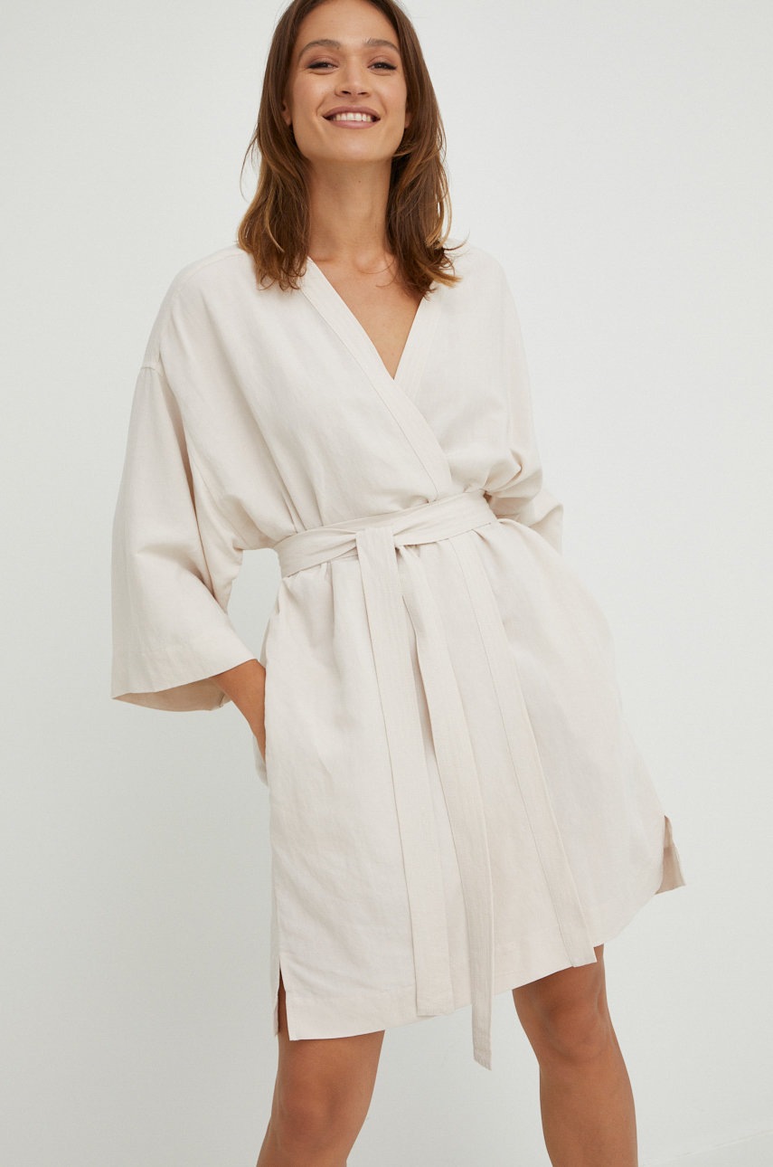 

Льняное платье Answear Lab цвет бежевый mini oversize