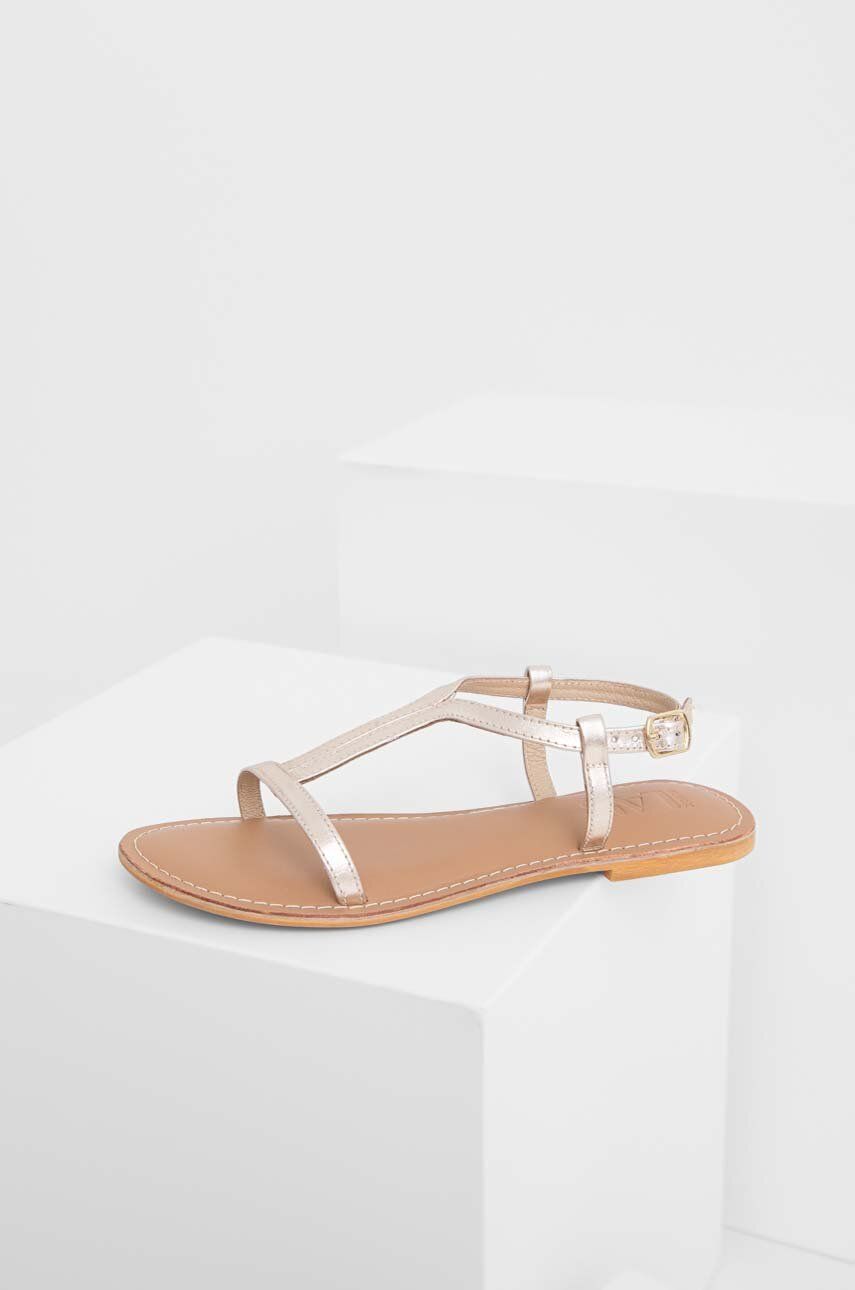 Levně Kožené sandály Answear Lab dámské, zlatá barva