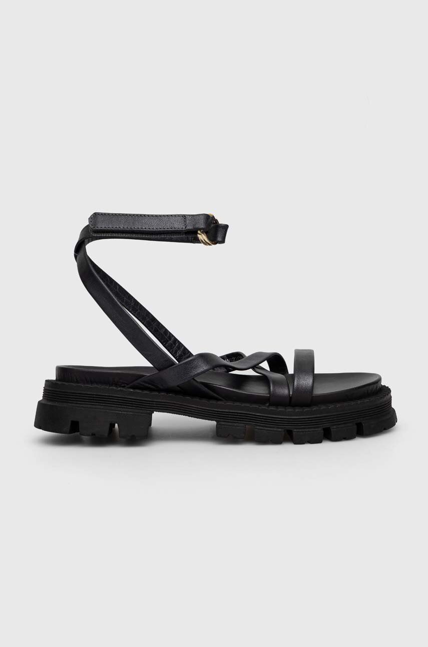 E-shop Kožené sandály Answear Lab dámské, černá barva, na platformě