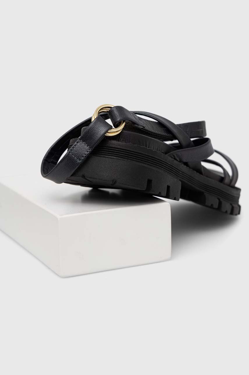Answear Lab Sandale De Piele Femei, Culoarea Negru, Cu Platforma