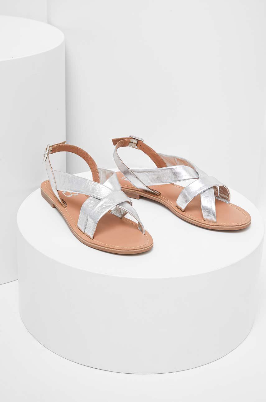Levně Kožené sandály Answear Lab dámské, stříbrná barva