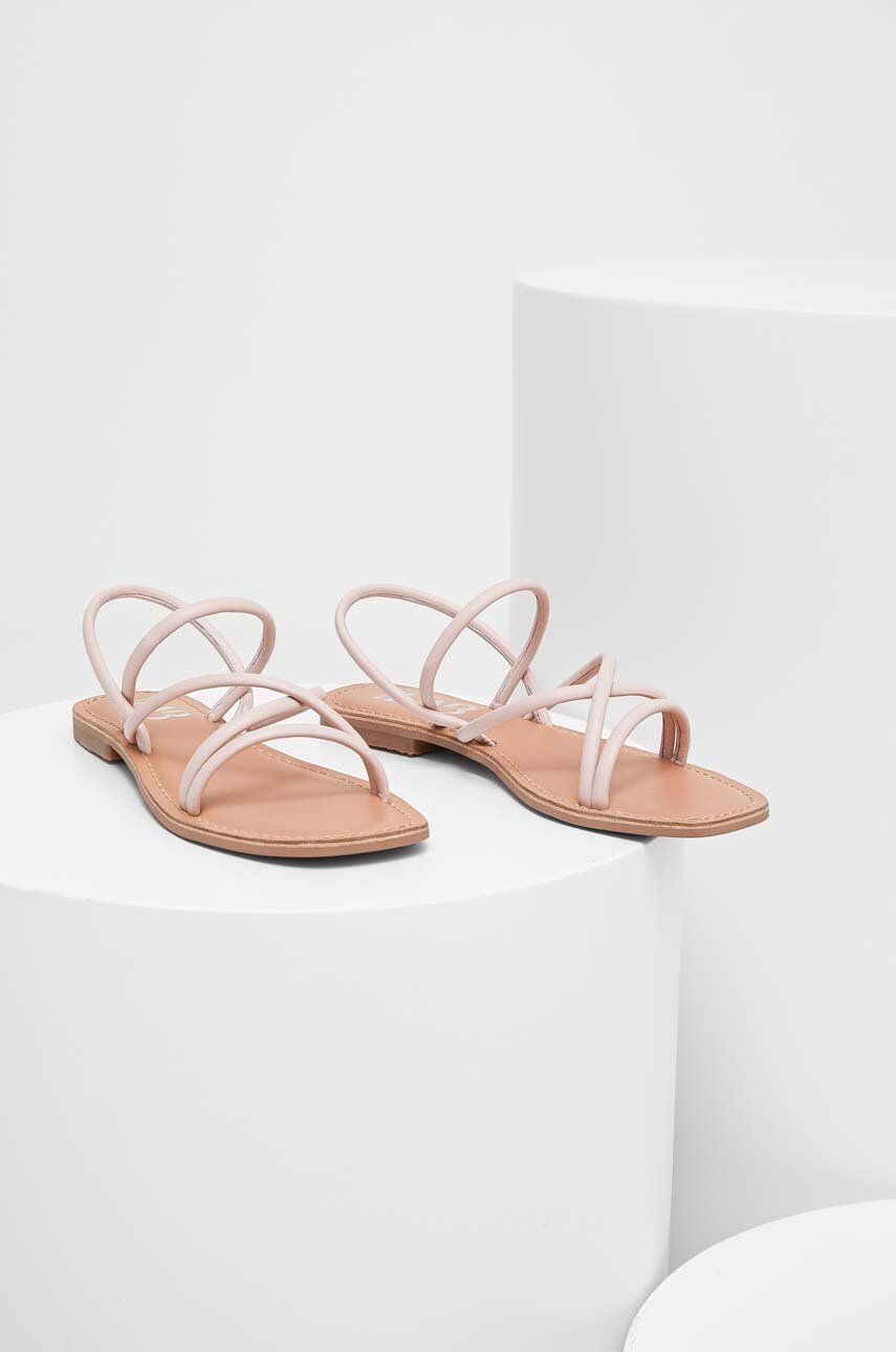Levně Kožené sandály Answear Lab dámské, růžová barva