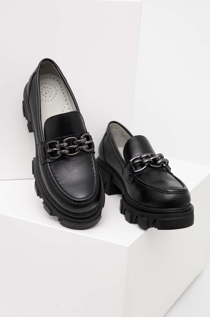 Answear Lab Mocasini De Piele X Colectia Limitata Sisterhood Femei, Culoarea Negru, Cu Toc Plat