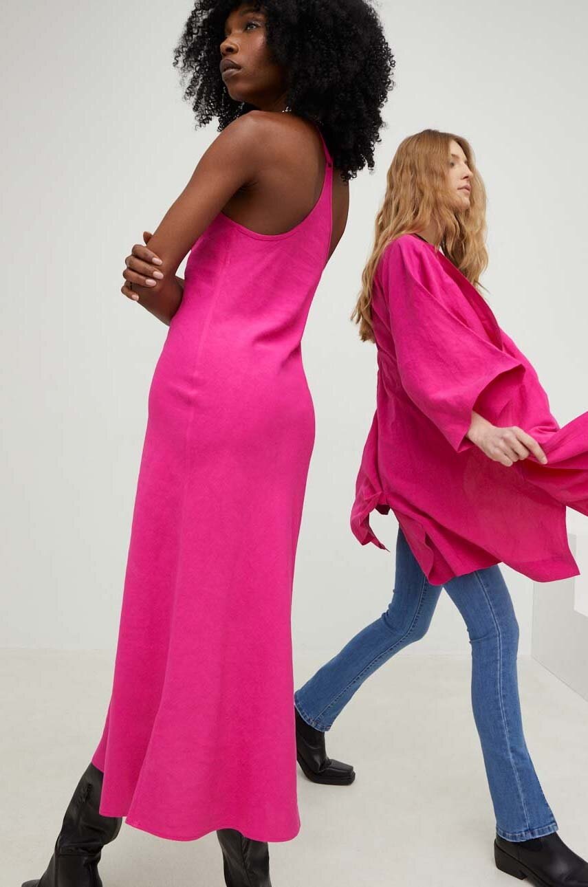 

Льняна сукня Answear Lab X Лімітована колекція SISTERHOOD колір рожевий maxi пряма