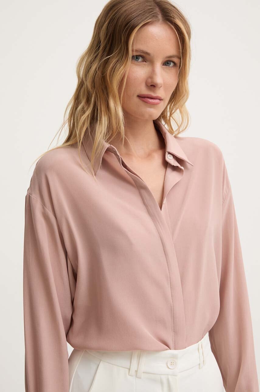 Answear Lab camasa de matase culoarea roz, cu guler clasic, relaxed - WS24 KDD106 03X F4 Answear Lab camasa de matase culoarea roz, cu guler clasic, relaxed