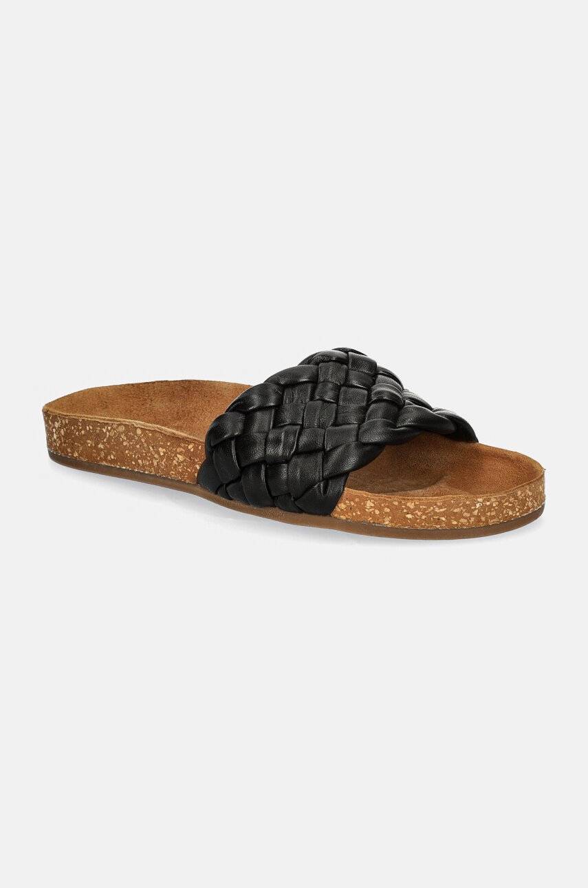 Answear Lab slapi de piele femei, culoarea negru