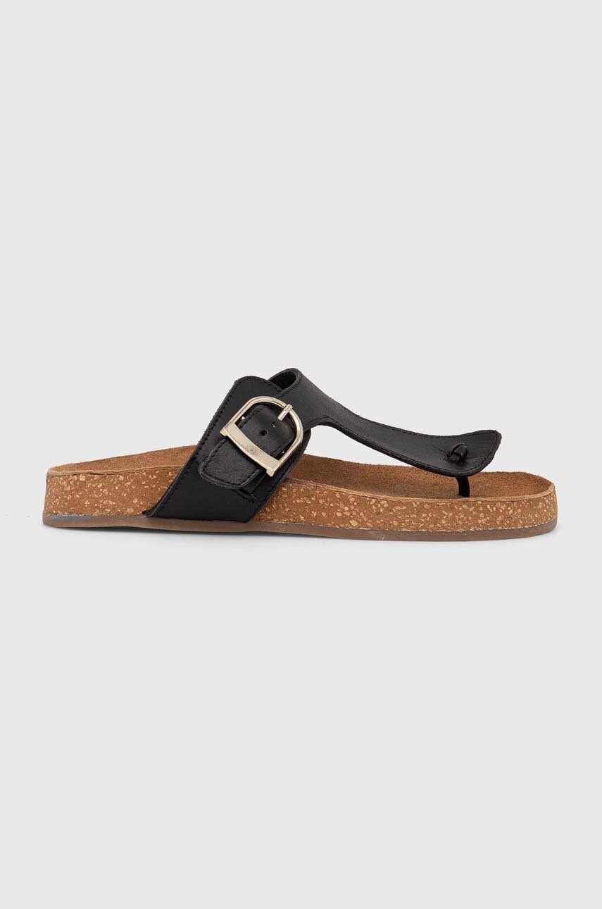 Answear Lab slapi de piele femei, culoarea negru, cu toc plat Answear Lab slapi de piele femei, culoarea negru, cu toc plat