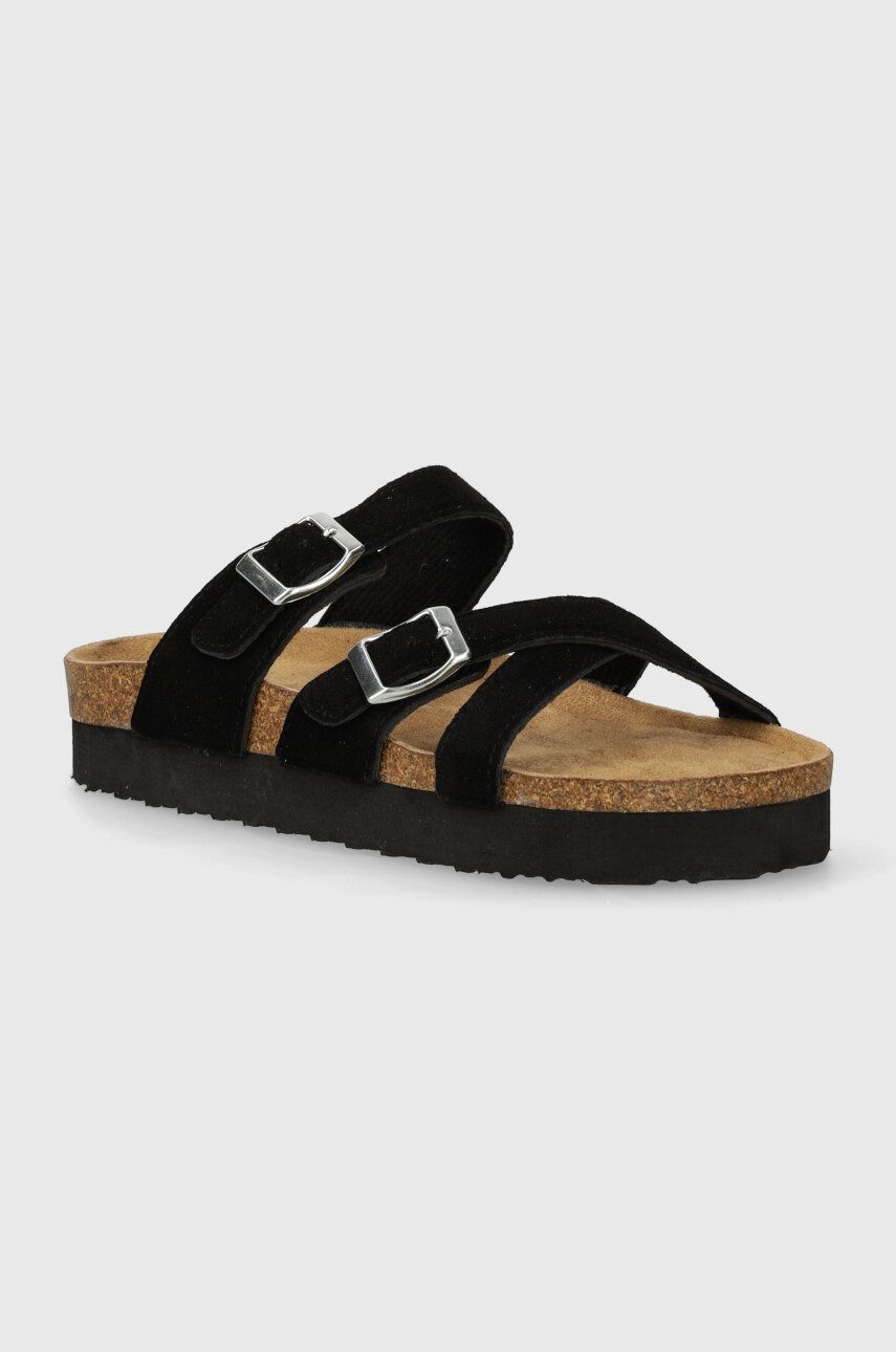 Levně Semišové sandály Answear Lab dámské, černá barva, na platformě