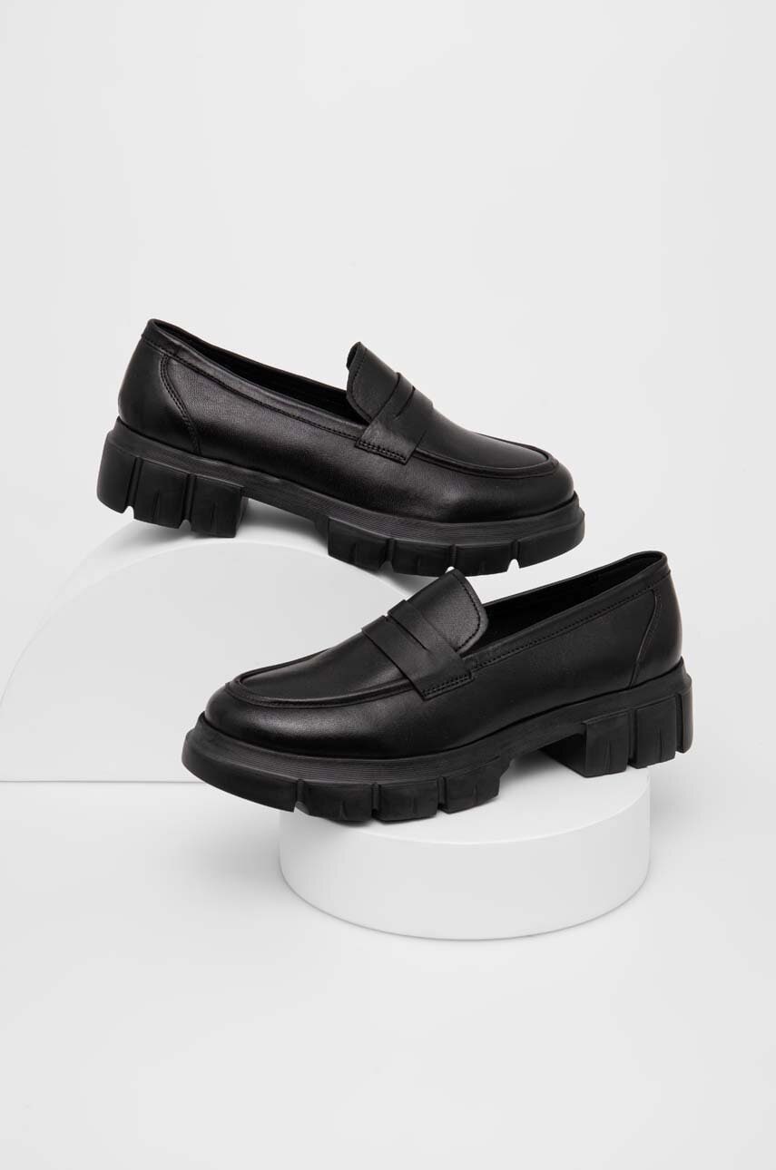 Answear Lab mocasini de piele femei, culoarea negru, cu toc plat