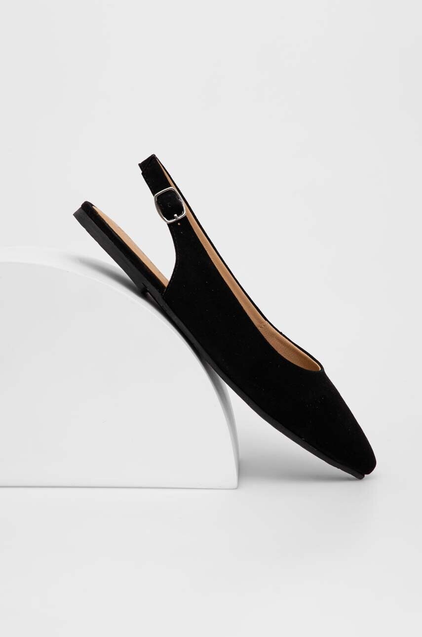 Answear Lab balerini din piele intoarsa culoarea negru, cu toc deschis