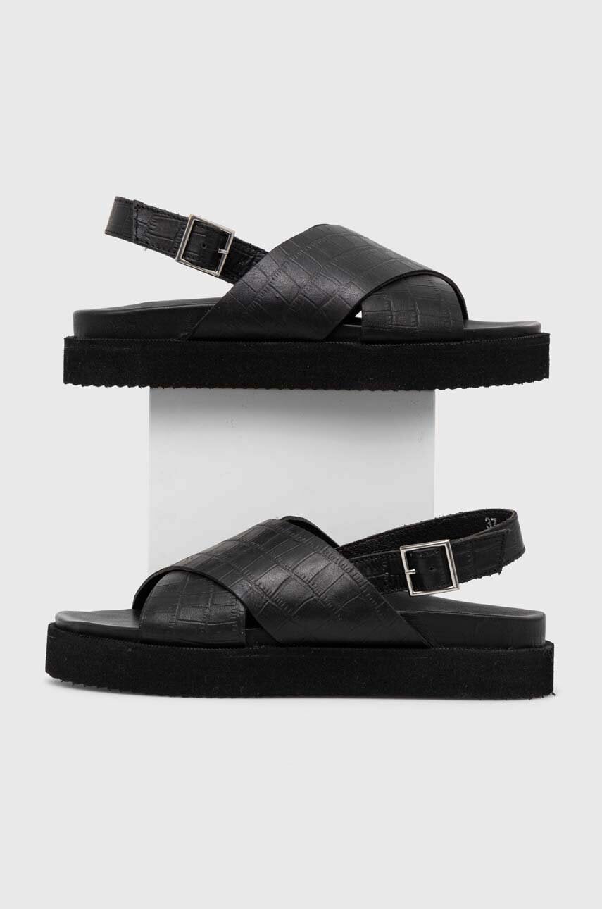 Answear Lab sandale de piele femei, culoarea negru, cu platforma Answear Lab sandale de piele femei, culoarea negru, cu platforma