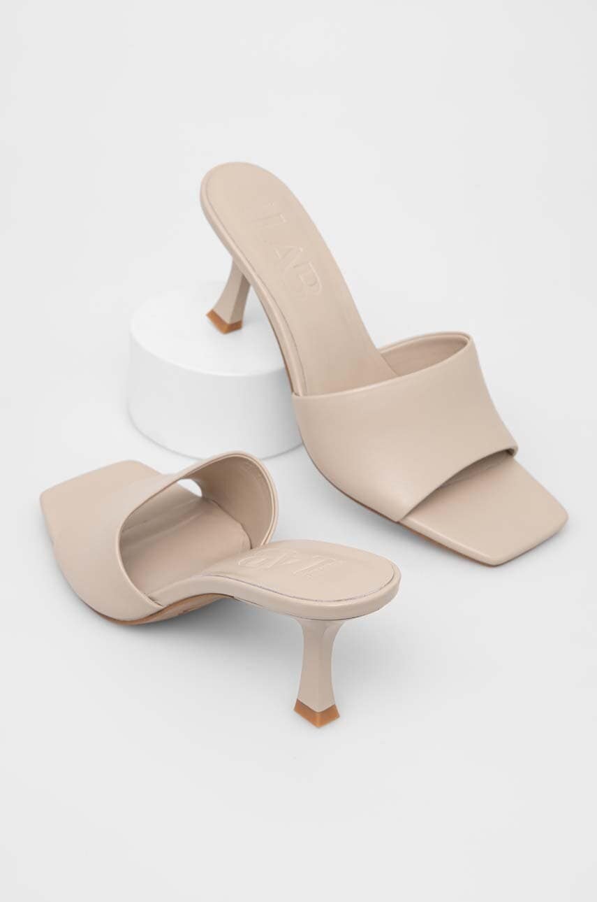 Answear Lab slapi de piele femei, culoarea gri, cu toc cui Answear Lab slapi de piele femei, culoarea gri, cu toc cui