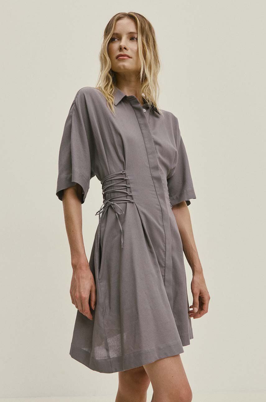 Answear Lab rochie din bumbac culoarea gri, mini, evazati