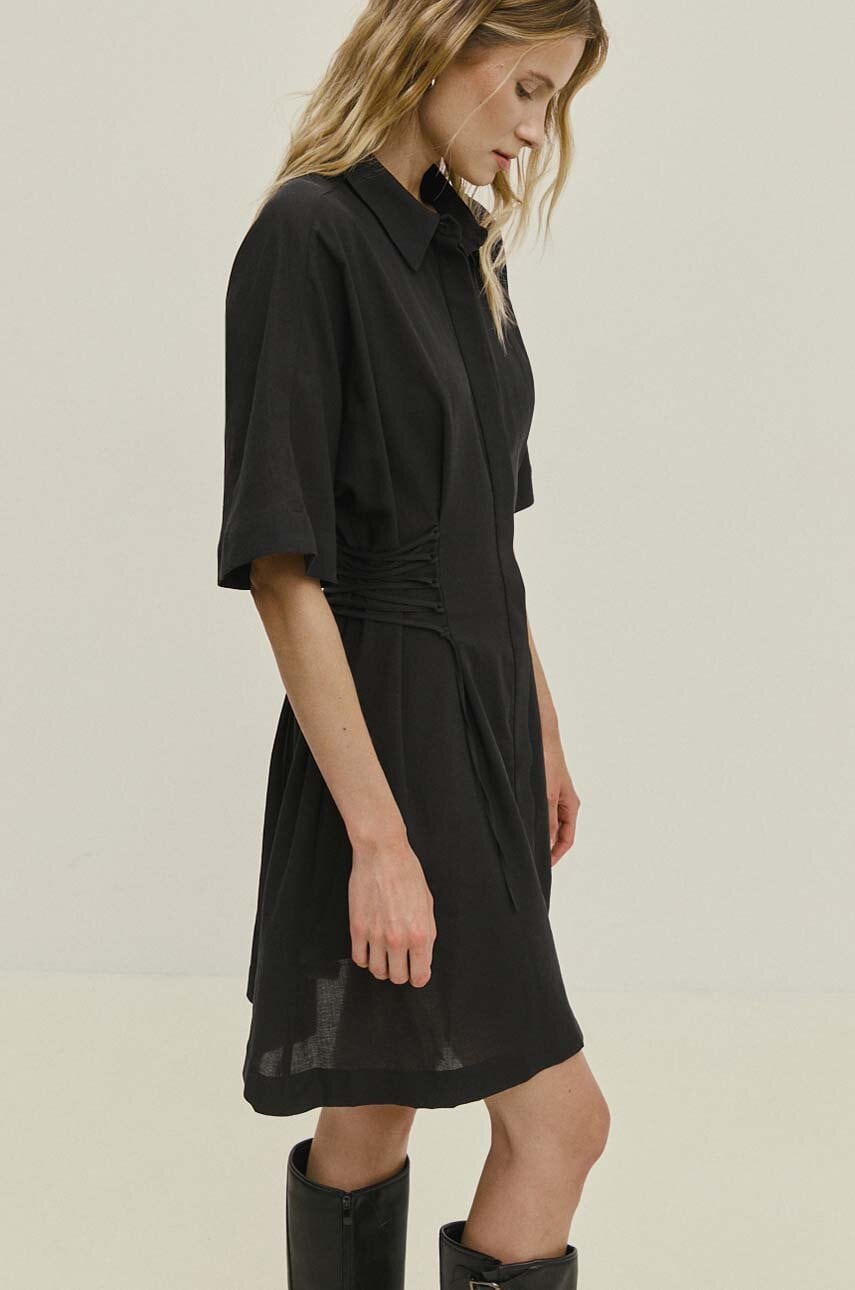 Answear Lab rochie din bumbac culoarea negru, mini, evazati Answear Lab rochie din bumbac culoarea negru, mini, evazati