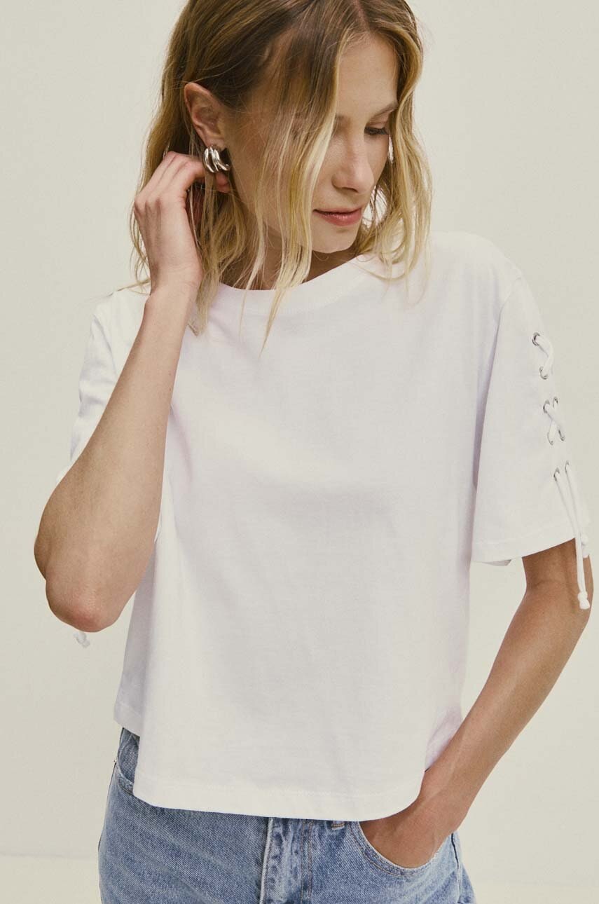 Answear Lab tricou din bumbac femei, culoarea alb