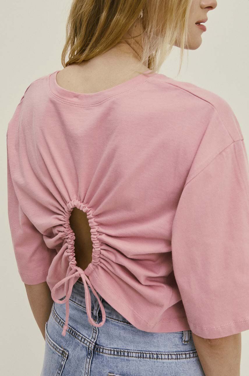 Answear Lab tricou din bumbac femei, culoarea roz