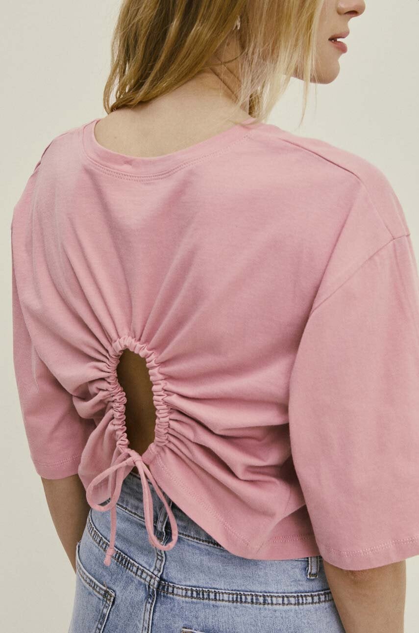 Answear Lab tricou din bumbac femei, culoarea roz Answear Lab tricou din bumbac femei, culoarea roz