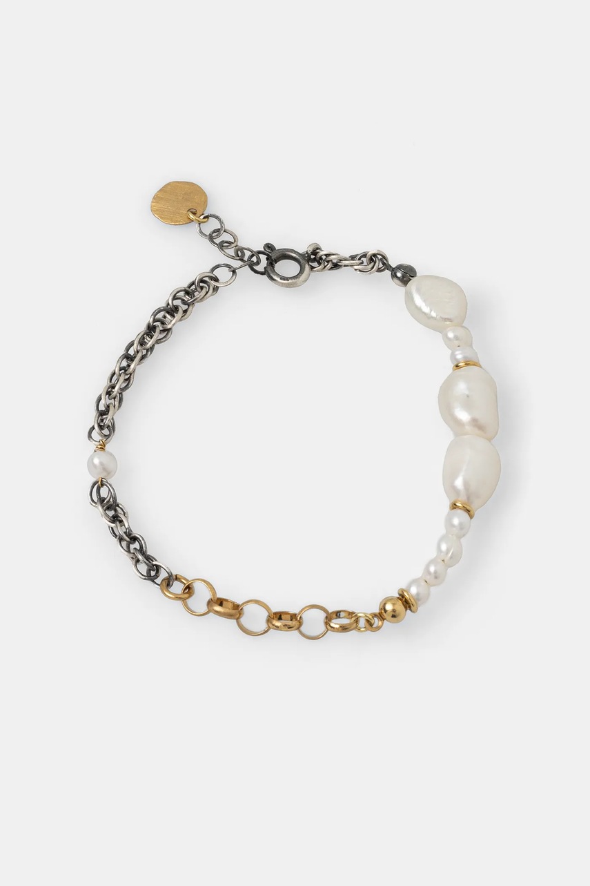 Браслет ручной работы из серебра с позолотой и культивированной жемчужиной Answear.LAB