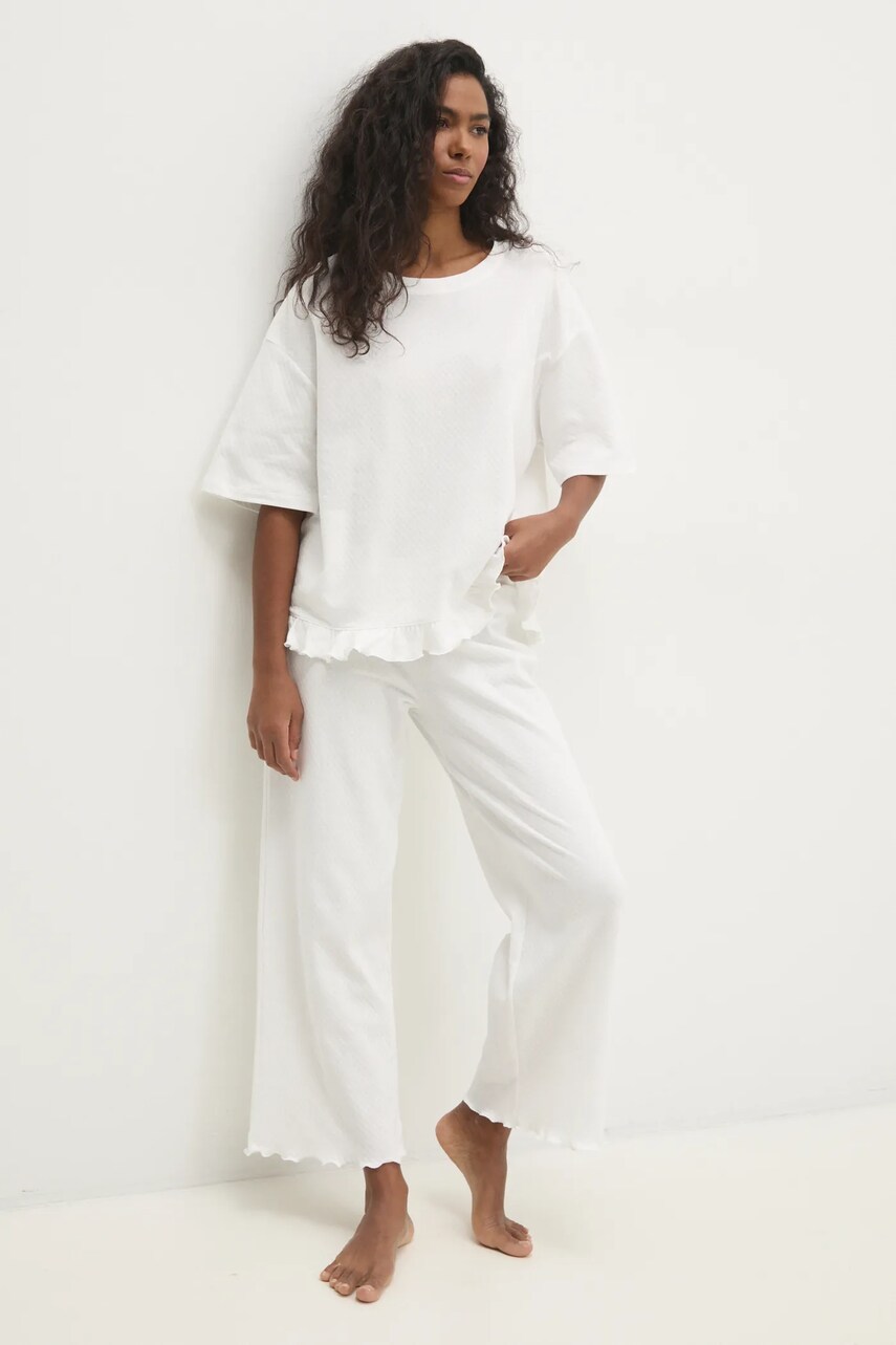 Answear Lab pijamale de bumbac culoarea bej, bumbac