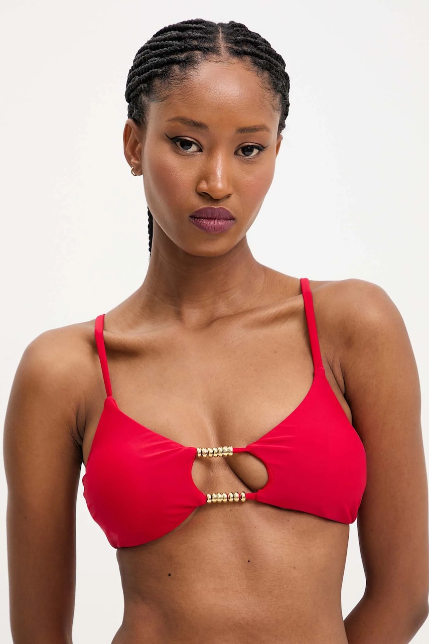 Answear Lab sutien de baie culoarea rosu, cupa usor rigidizata
