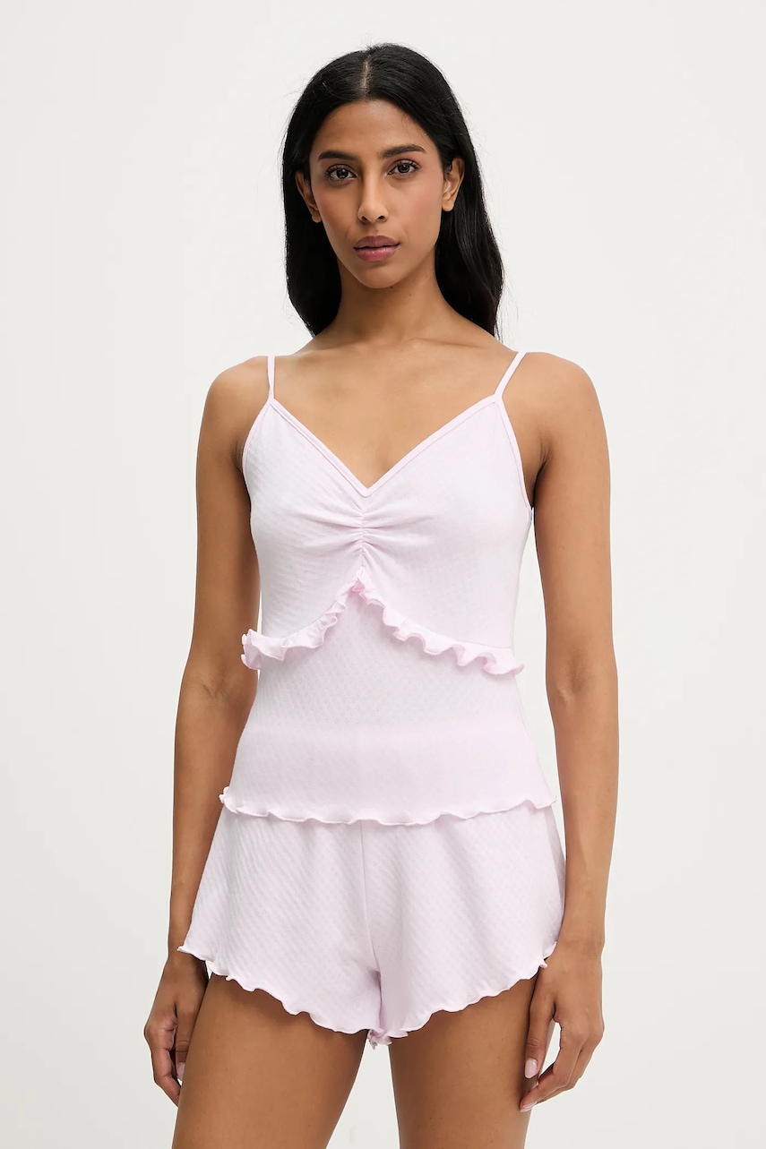 Answear Lab pijama culoarea roz, bumbac