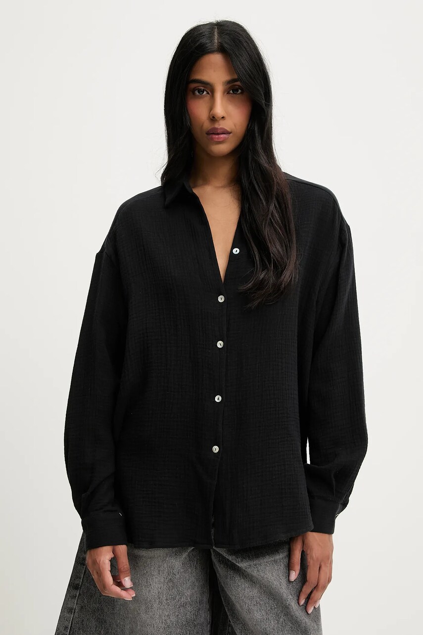 Answear Lab camasa din bumbac culoarea negru, cu guler clasic, relaxed