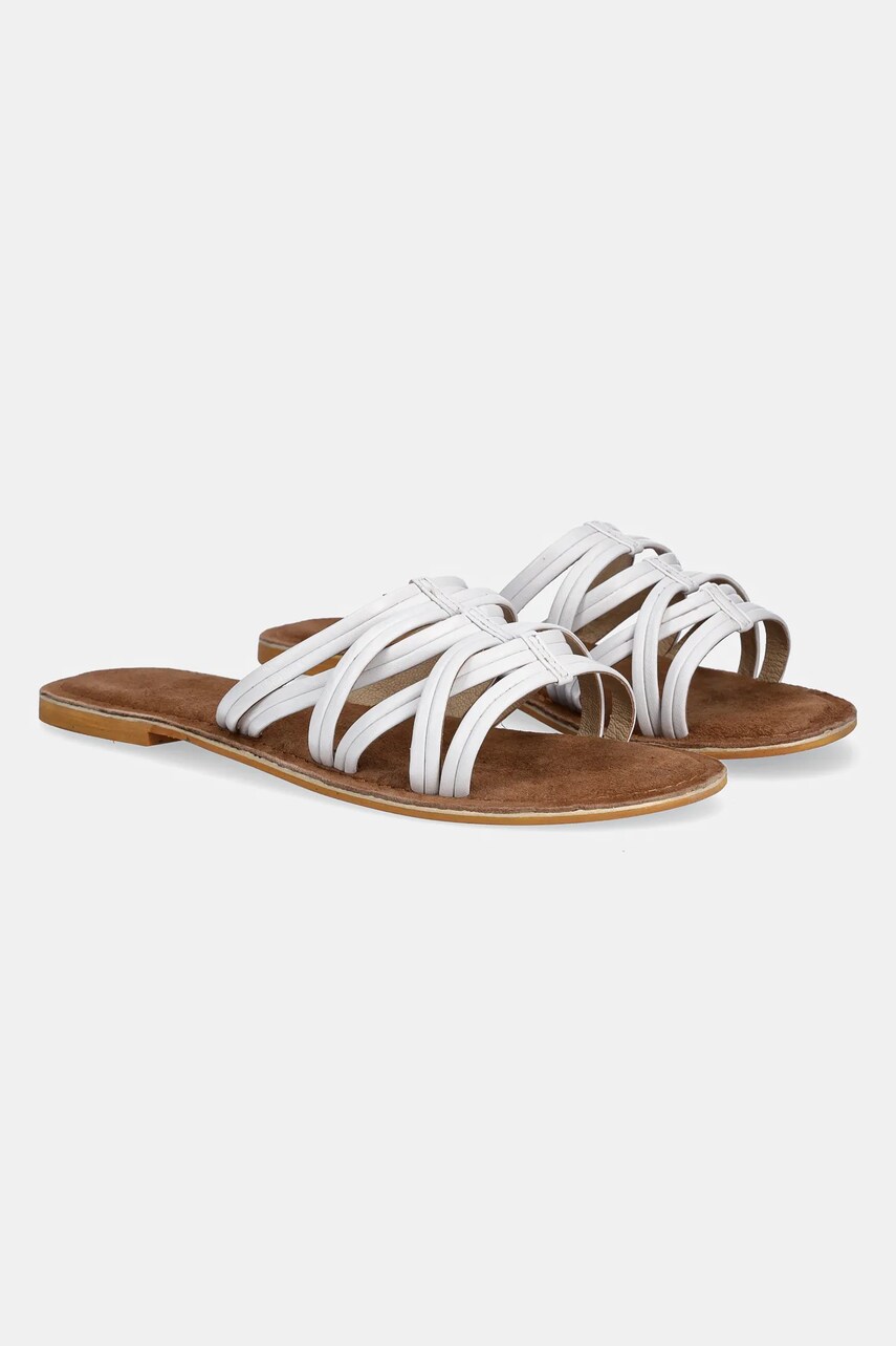 Answear Lab slapi de piele femei, culoarea alb