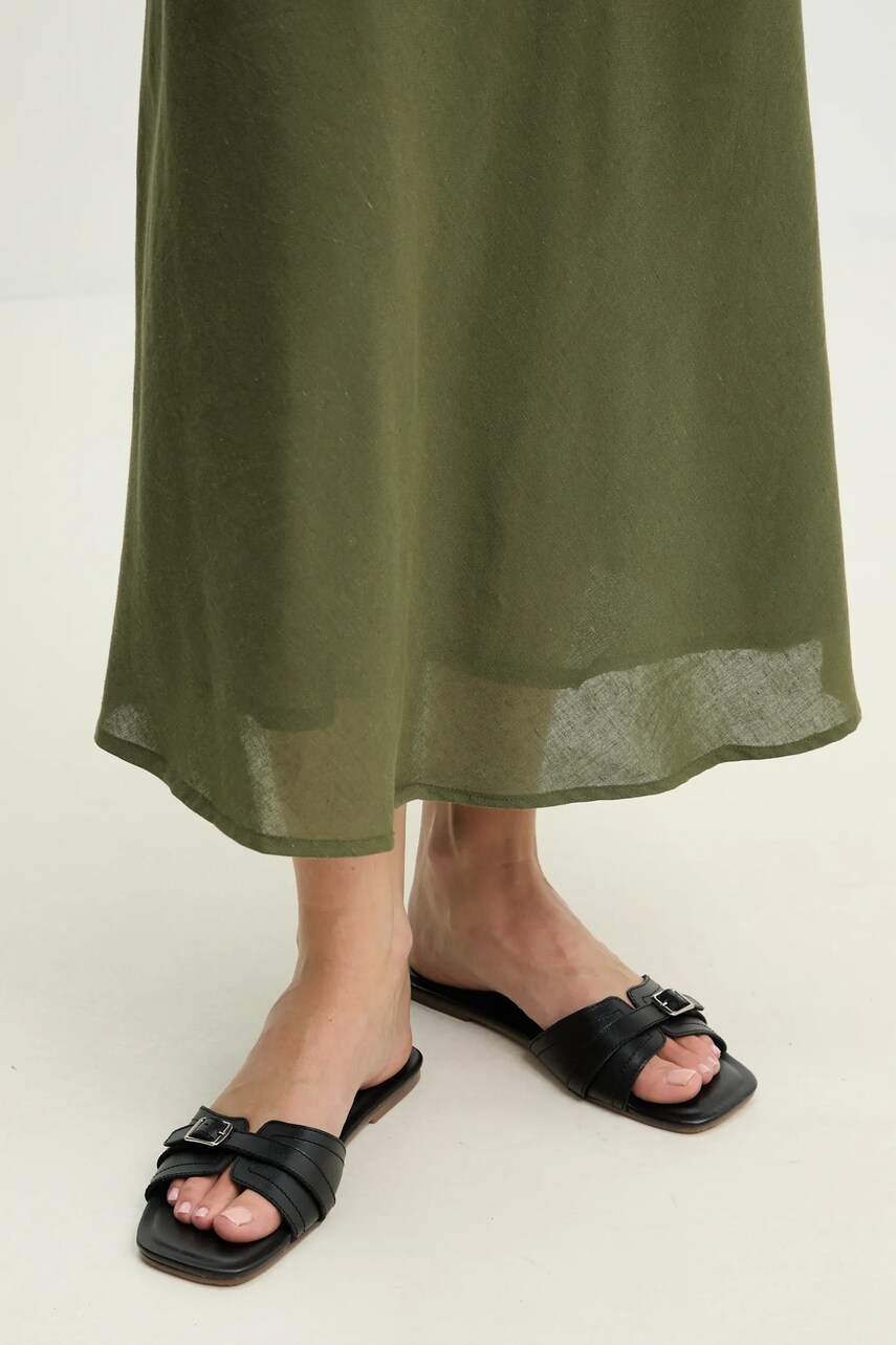 Answear Lab slapi de piele femei, culoarea negru